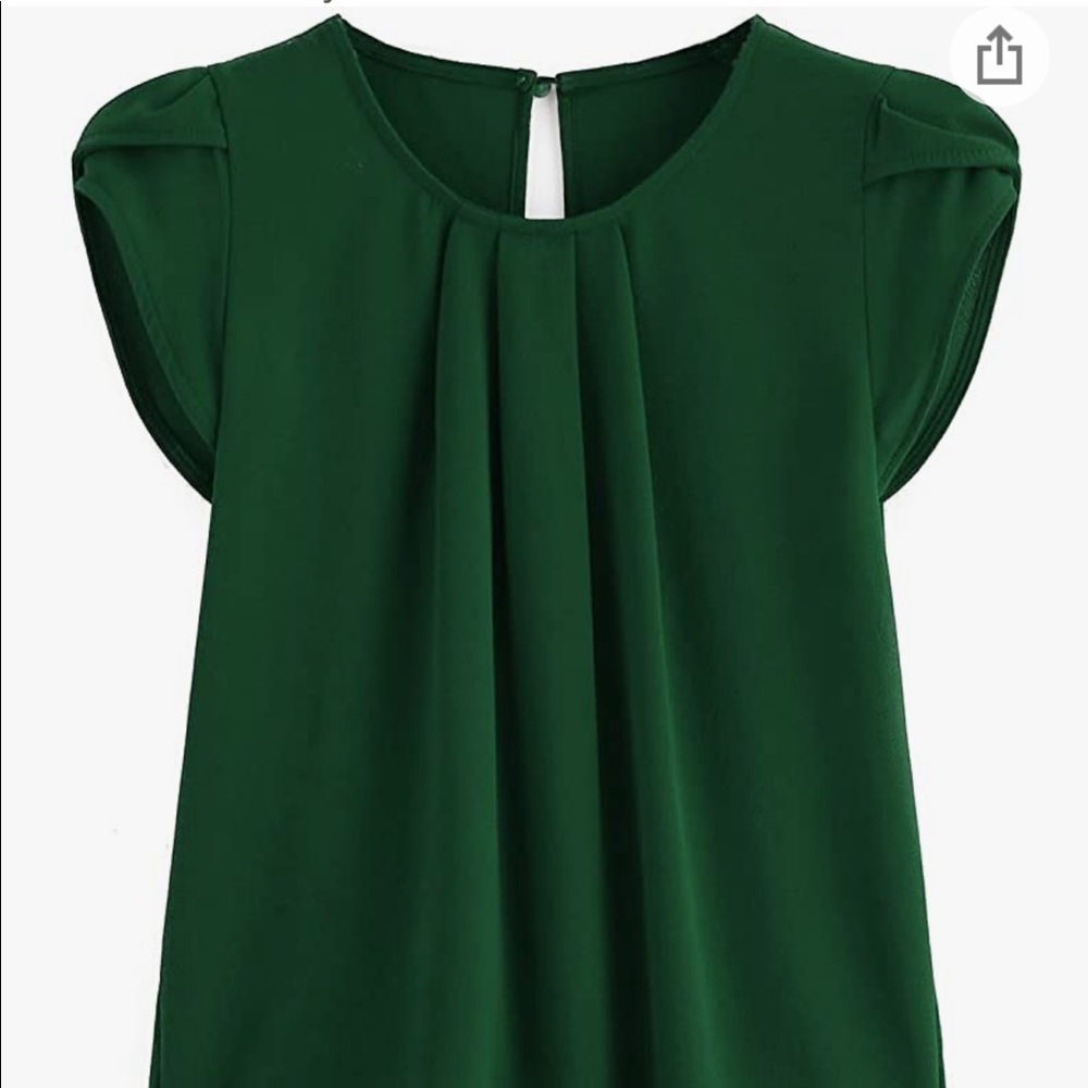 Womens casual pleated top with cap sleeves
